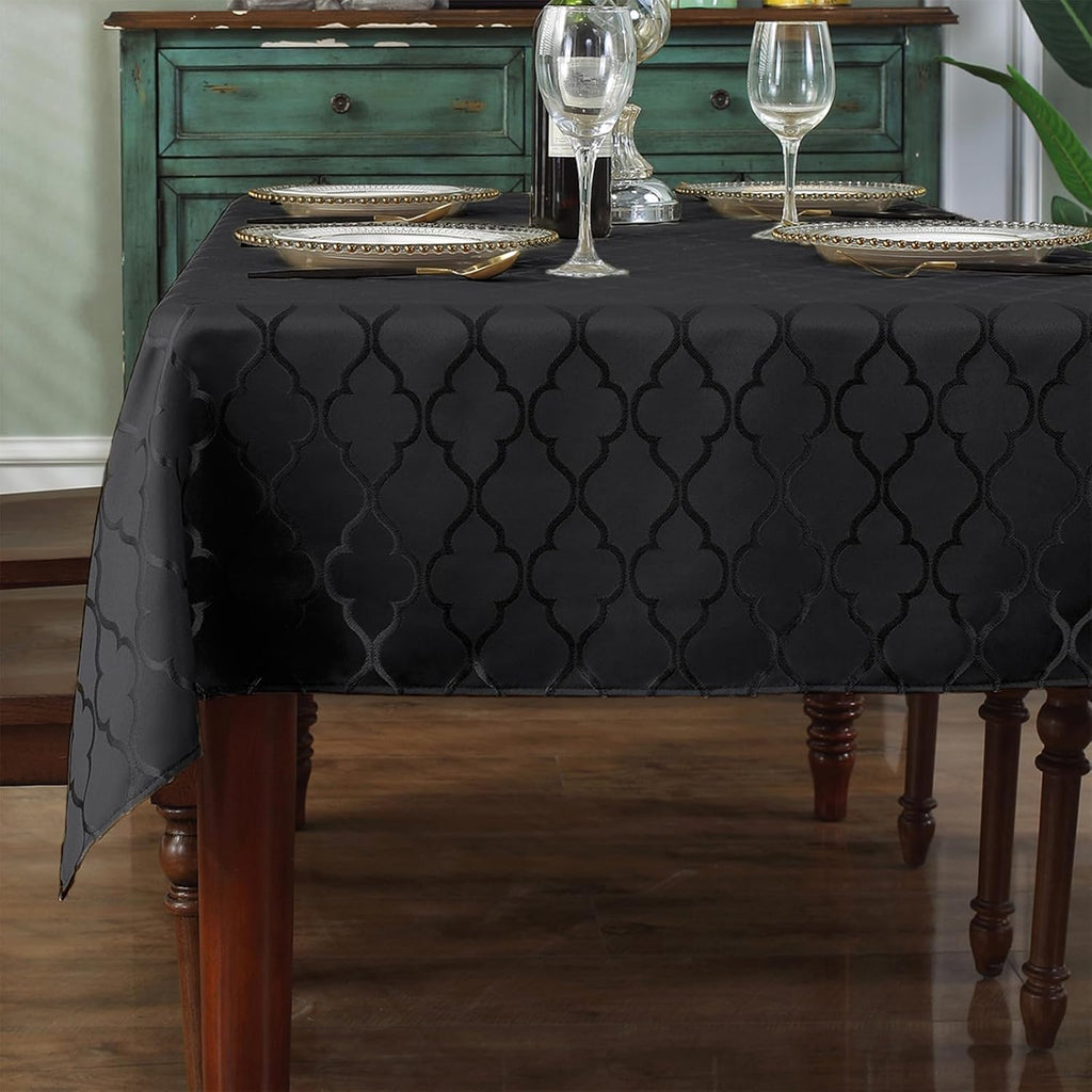 Jacquard Tablecloth Damask Fabric Table Cloth Water Resistant & Wrinkle Free Spillproof Polyester Table Cover for Kitchen Dining Tabletop (Rectangle/Oblong, 52" x 70" (4-6 Seats), Gray)