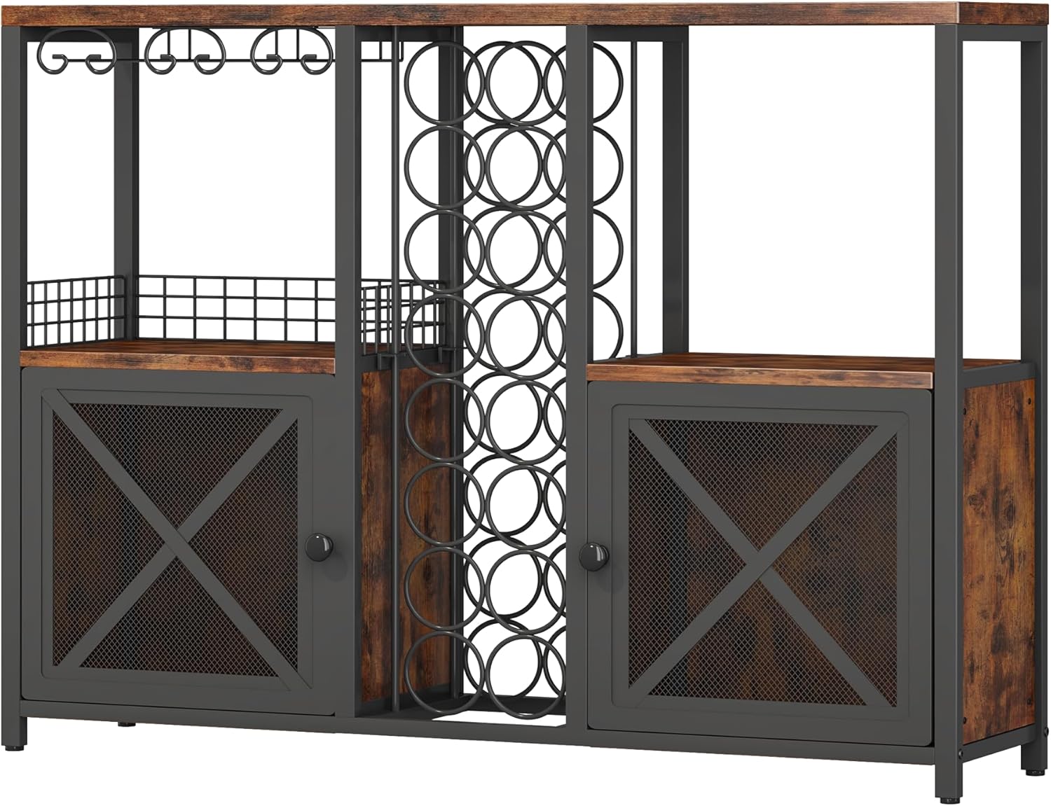 Mini Bars for Home, Wooden Coffee Bar Cabinet, Modern Liquor Cabinet for Liquor and Glasses, Farmhouse Buffet Wine Cabinet with Storage Sideboard for Home Kitchen Dining Room