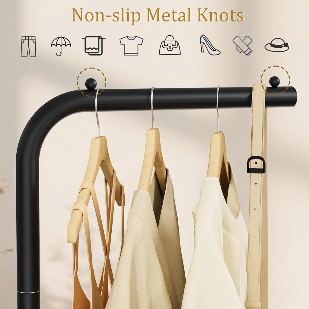 Metal Coat Rack Freestanding, Stable Clothing Rack with Rock Base, Coat Tree Suitable for Bedroom, Hallway, Office, 70.8 Inches High, Black